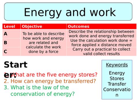 New Aqa Gcse Physics 2016 Energy And Work Teaching Resources