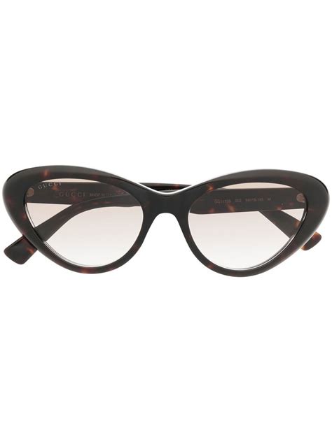 Gucci Eyewear Tortoiseshell Effect Cat Eye Sunglasses Brown FARFETCH UK