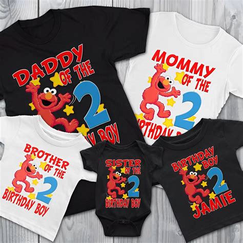 Personalize Sesame Street Elmo Birthday Family Shirt, Custom Age Shirt, Custom Name Shirt sold ...