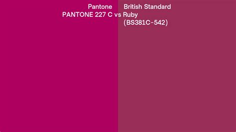 Pantone 227 C Vs British Standard Ruby Bs381c 542 Side By Side Comparison