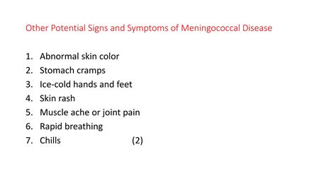 Signs Symptoms And Complications Of Meningitis Ppt Free Download