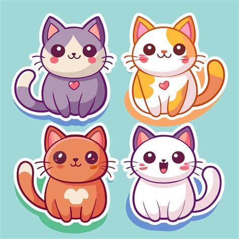 Premium Vector Adorable Cartoon Cats Stickers