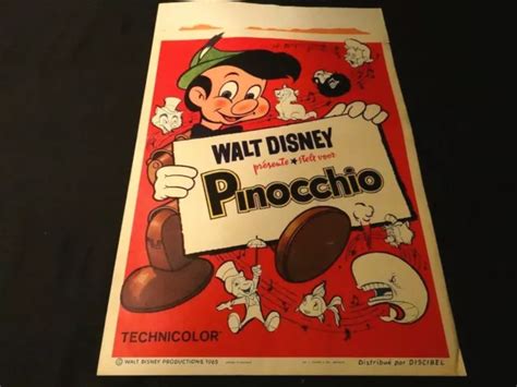 PINOCCHIO AFFICHE Cinema Animation Walt Disney 1963 EUR 140 00