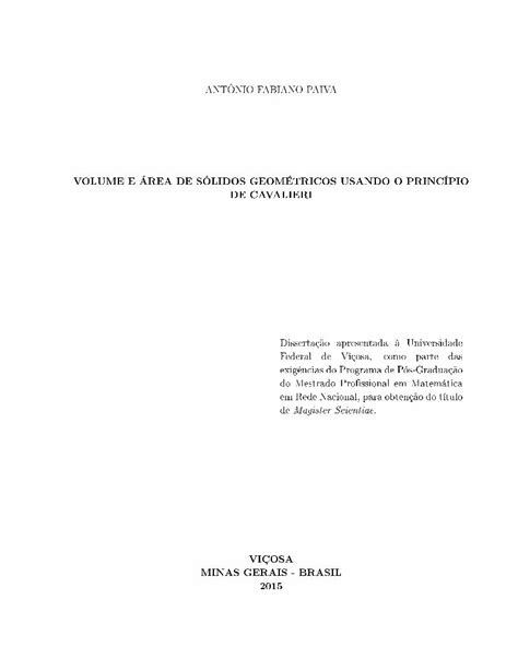 Pdf Volume E Rea De S Lidos Geom Tricos Usando O Princ Pio De