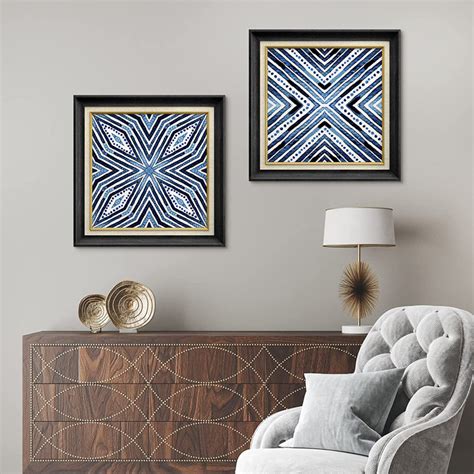 SIGNLEADER Blue Pastel Watercolor Diamond Ensemble De 2 Peintures