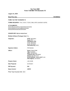 Fillable Online Tax Year Form Mef Ats Scenario Internal