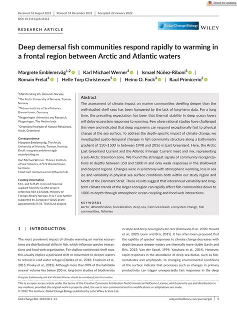 Pdf Deep Demersal Fish Communities Respond Rapidly To Warming In A