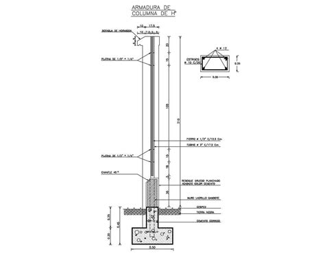 Armor concrete column construction cad structure details dwg file - Cadbull