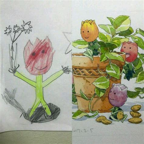 Artist Dad Redraws His Son S Sketches As Jaw Dropping Anime Fail Blog