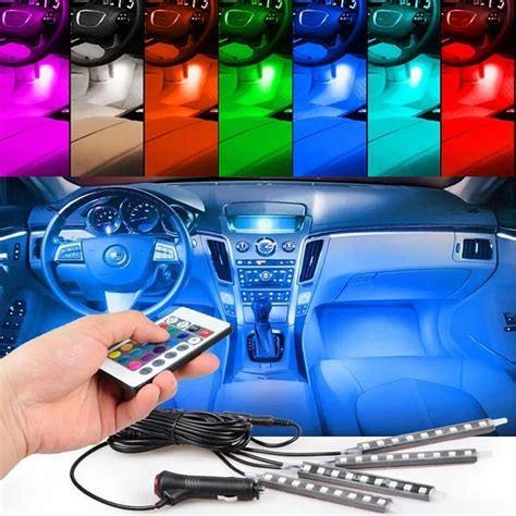 4pcs Et 7 Color LED Car Interior Lighting Kit Car Styling Interior