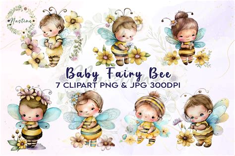 Baby Fairy Bee Watercolor Clipart Graphic by Nastine · Creative Fabrica