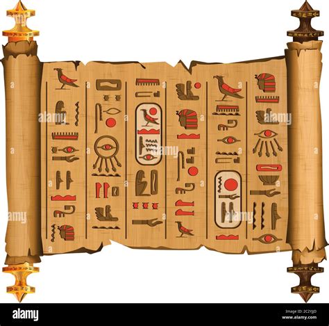 Antiguo Egipto Papiro Scroll Con Barras De Madera De Dibujos Animados