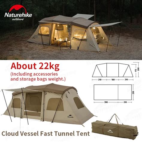 Naturehike tienda de campaña Glamping para 2 3 personas túnel de