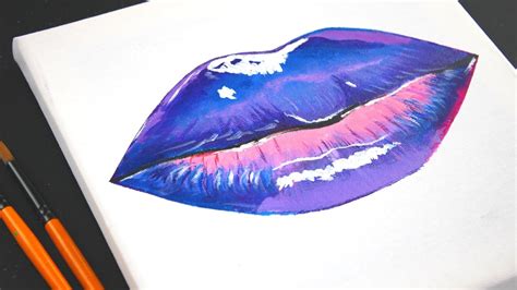 How To Paint Realistic Glossy Lips With Acrylics Modern Art Tutorial For Beginners Youtube