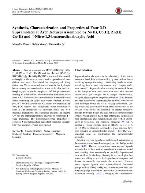 PDF Synthesis Characterization And Properties Of Four 3 D