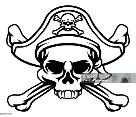 Pirate Hat Skull And Crossbones Cartoon Stock Illustration Download Image Now Pirate