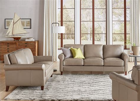 Taupe Leather Sofa Set | Baci Living Room