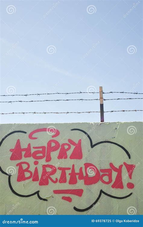 Part Drawing Graffiti - Wall With Happy Birthday Sign Stock Photography ...