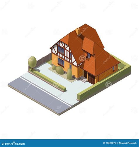 Vector Isometric Suburban Building Stock Vector Illustration Of