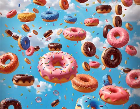 Donut Delight Colorful Donuts Under A Blue Sky On Behance