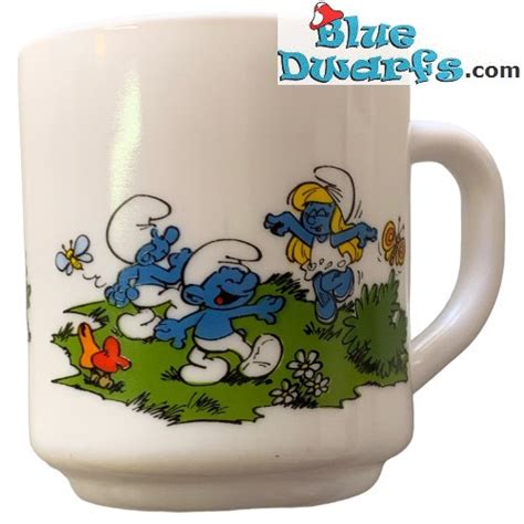 Vintage Smurf Mug Smurfs On Seesaw Ceramic 7x9cm