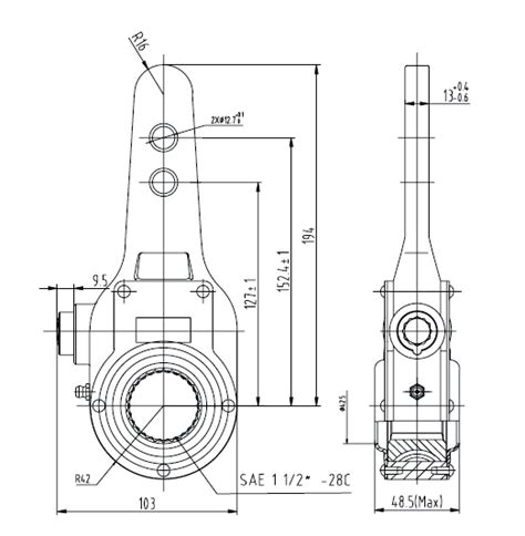 Haldex KN44071 Slack Adjuster 1 5 Inch 28 Spline 5 And 6 Inch Span