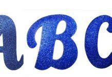 Letras Abecedario Cursivas Em Glitter Azul Letras