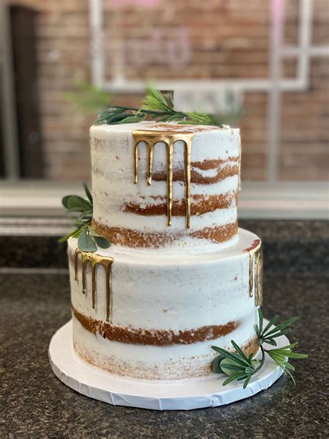 Naked Cake With Gold Drip Baby Shower Cakes Cake Shower Cakes