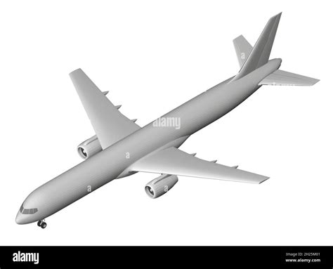 Passenger airplane model isolated on white background. Isometric view ...