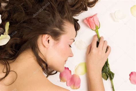 Beauty Woman Sleep With Rose Stock Photo By ©tosegg 1576573