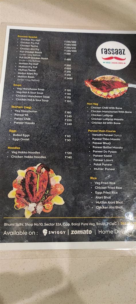 Menu At Rassaaz Restaurant Veg Non Veg Pimpri Chinchwad