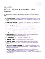 Vocabulary 3 Doc Chemistry 1405 Chapter 3 Fabiana Andrade CHEM 1405