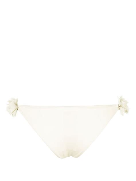 La Reveche Shayna floral appliqué Bikini Bottoms White FARFETCH