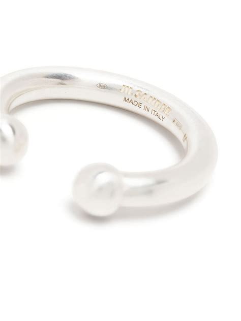 Jil Sander Open Top Ring In Silver Modesens