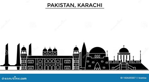 Pakistan Karachi Architektury Miasto Wektorowa Linia Horyzontu Podróż