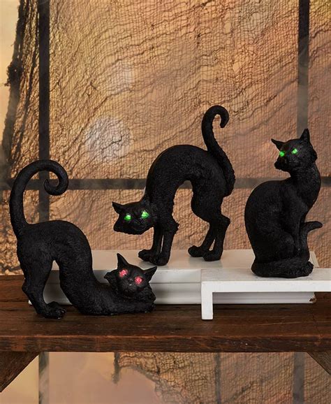 Black Cats With Lighted Eyes Halloween Black Cat Decorations Black