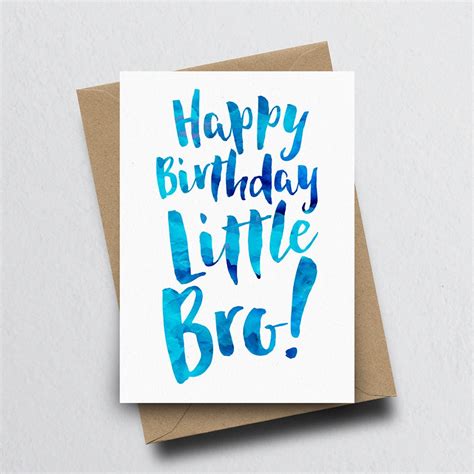 Happy Birthday Little Bro Greeting Card Brother Birthday Card Little