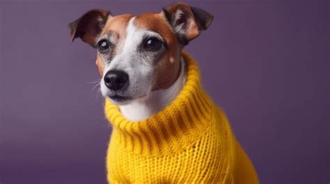 Premium Ai Image A Dog Wearing A Yellow Sweater With A Black Nose And