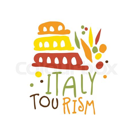 Italy tourism logo template hand drawn vector Illustration | Stock ...