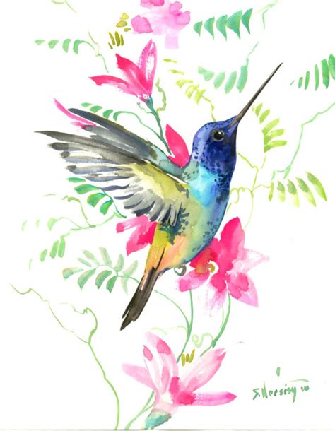 Pintura De Colibrí 14 X11 En Aves De Pintura Zen Arte De Etsy