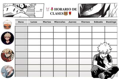 Horario De Clases Escolares Bakugou Katsuki Horario De Clases