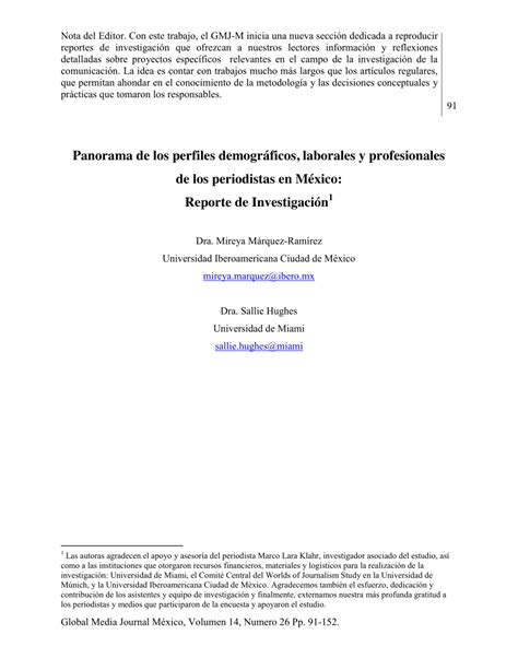 Pdf Reporte De Investigación Panorama De Los Perfiles Demográficos