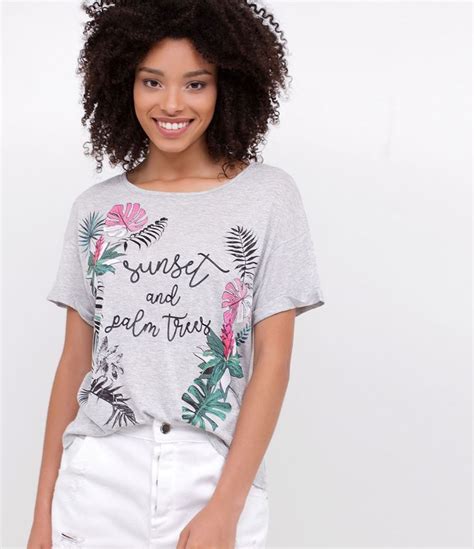 Camiseta Estampa Tropical Camisas Para Mulher Estampas Tropicais