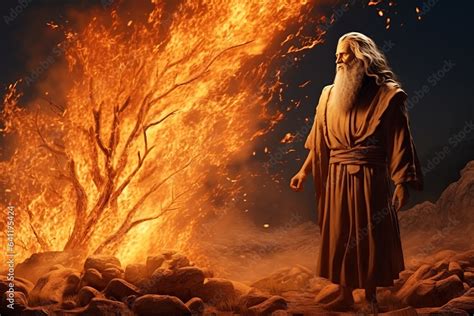 Gods Appearance To Moses At The Burning Bush In The Desert On Mount