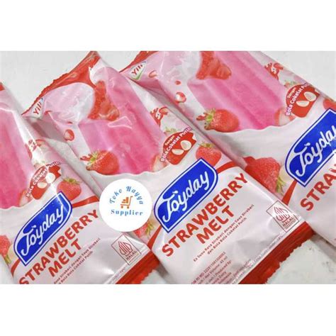 Jual Es Krim Joyday Strawberry Melt Es Susu Saus Stroberi Dan Bola