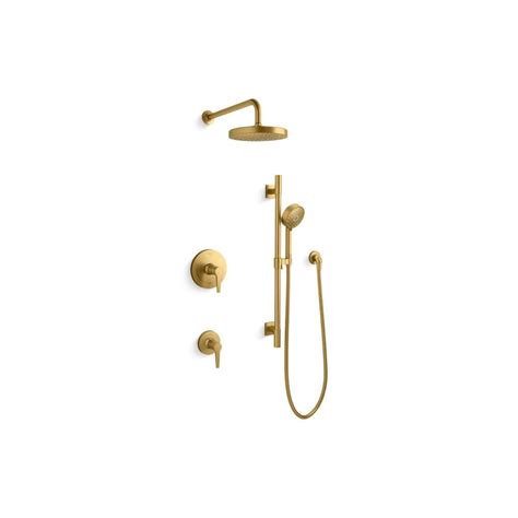 Kohler Awaken Showering Kit 2 5 Gpm In Vibrant Brushed Moderne Brass 26914 Y 2mb The Home Depot