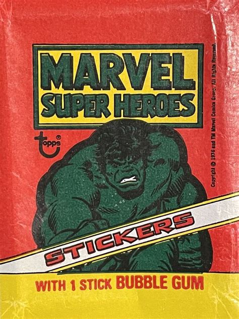 Topps Marvel Super Heroes Sticker Empty Wax Wrapper Incredible