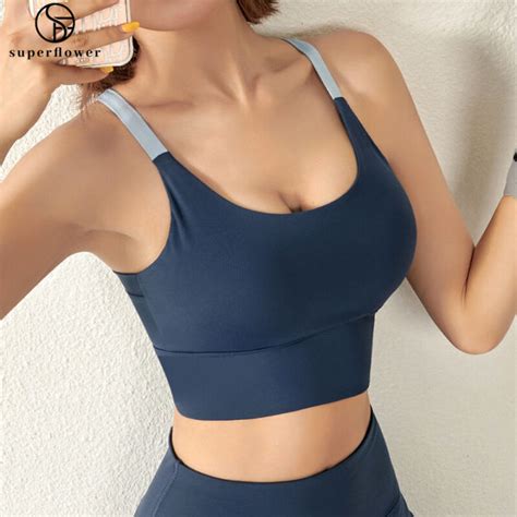 SUPERFLOWER Women S Sports Bra Wireless Yoga Top Bras Solid Push Up