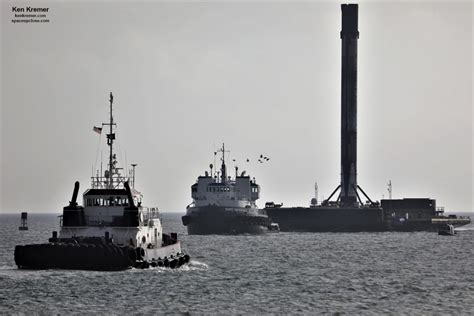 Scorched Sooty Thrice Flown Landed Spacex Booster Sails Into Port