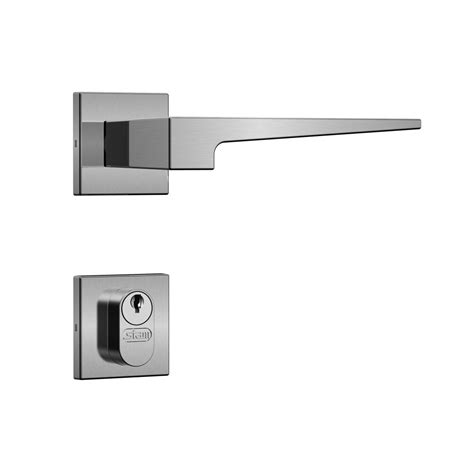 Fechadura Classic Roseta Quadrada Externa Inox Escovado Loja Stam